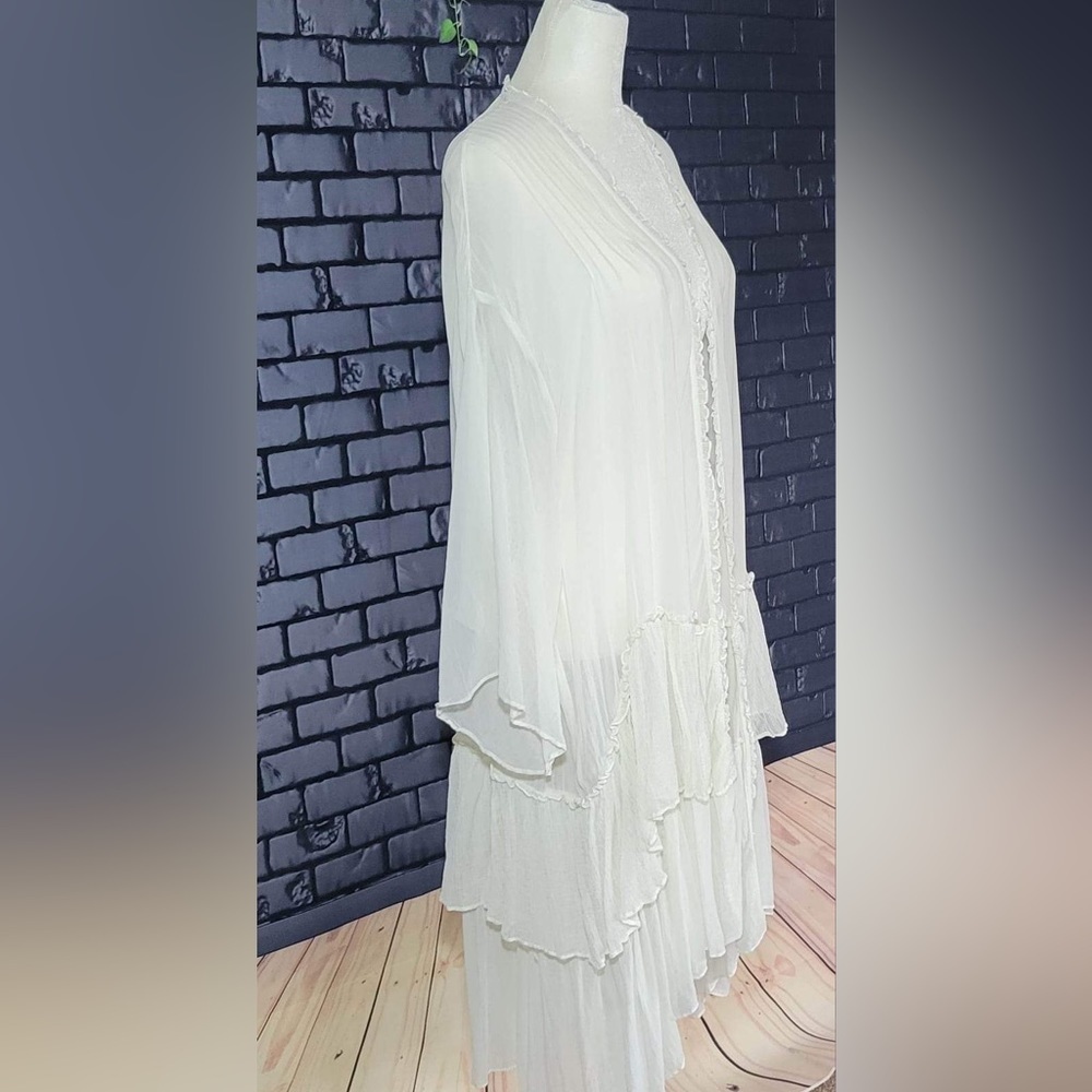 Kimchi Blue Romantic Boho Ruffle Tiered Chiffon Jacket L - Picture 5 of 9